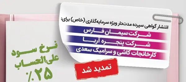 انتشار اوراق گواهی سپرده خاص بانک رفاه کارگران تمدید شد