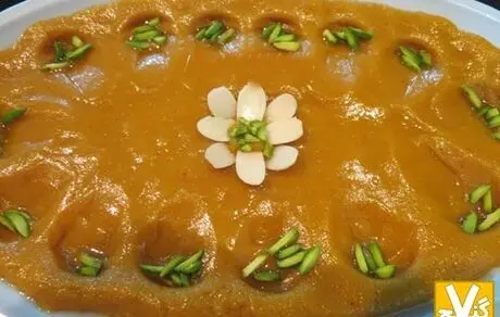 دستور تهیه حلوای زعفرانی مجلسی + اموزش گام به گام 