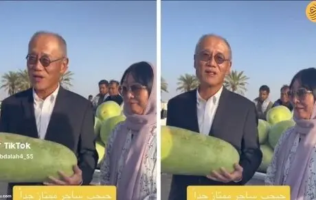 حجاب همسر سفیر ژاپن هنگام خرید هندوانه + عکس