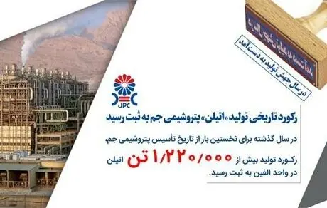 رکورد تاریخی تولید «اتیلن» در واحد الفین پتروشیمی جم به ثبت رسید