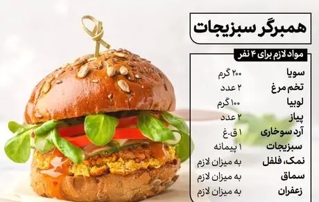 طرز تهیه همبرگر سبزیجات
