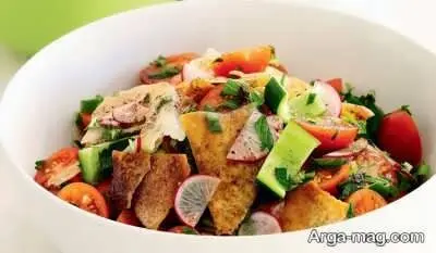 طرز تهیه سالاد فتوش با طعم اصلی این سالاد لبنانی خوشمزه