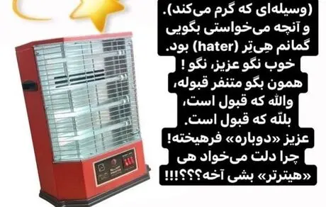 تیکه انداختن پرستو گلستانی به بهاره رهنما با انتشار عکس یک بخاری!