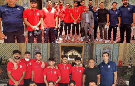 مهدوی کیا و شاگردانش به زیارت حرم امیر المومنین (ع) رفتند