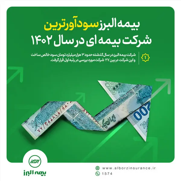 بیمه البرز سودآورترین شرکت بیمه ای در سال 1402