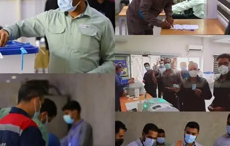 حضور پرشور کارکنان شرکت فولاد هرمزگان در انتخابات ریاست جمهوری