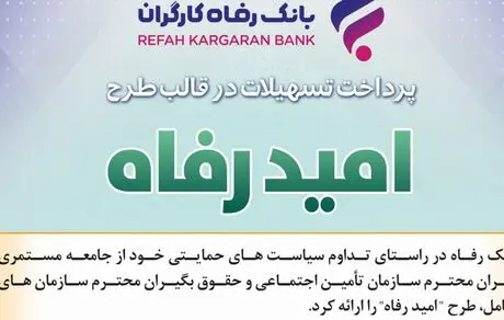 اسامی برگزیدگان آذر ماه قرعه‌کشی تسهیلات طرح "امید رفاه" بانک رفاه کارگران اعلام شد