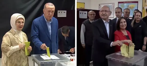 اردوغان و رقیبش قلیچداراوغلو آرای خود را به صندوق انداختند