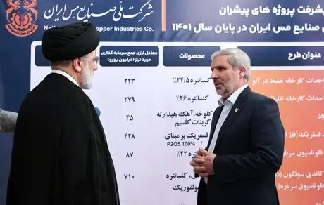 حضور آیت‌الله دکتر رئیسی در غرفه شرکت ملی صنایع مس ایران