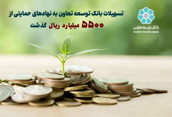 تسهیلات بانک توسعه تعاون به نهاد های حمایتی از 5500 میلیارد ریال گذشت 