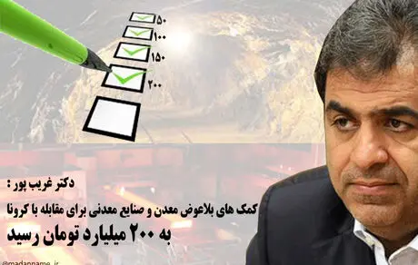 200 میلیارد تومان کمک های بلاعوض معدن و صنایع معدنی برای مقابله با کرونا