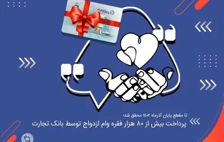 پرداخت بیش از 80 هزار فقره وام ازدواج توسط بانک تجارت